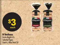 Shoppers Drug Mart D'Italiano Gusto Bagels offer