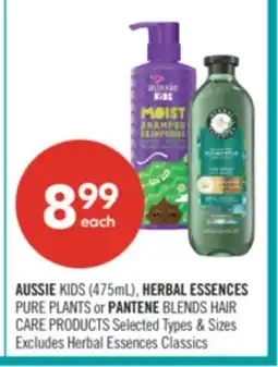 Shoppers Drug Mart AUSSIE KIDS 475 HERBAL ESSENCES PURE PLANTS or PANTENE BLENDS HAIRCARE PRODUCTS offer