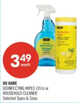 Shoppers Drug Mart NO NAME DISINFECTING WIPES (35's) or HOUSEHOLD CLEANER offer
