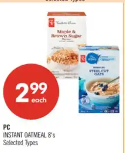 Shoppers Drug Mart PC INSTANT OATMEAL 8's offer