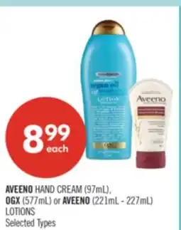 Shoppers Drug Mart AVEENO HAND CREAM (97mL), OGX (577mL) or AVEENO (221mL - 227mL) LOTIONS offer