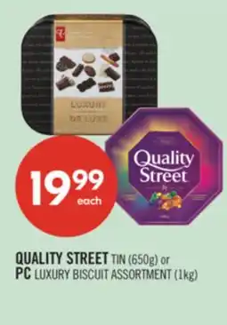 Shoppers Drug Mart QUALITY STREET TIN (650g) or PC LUXURY BISCUIT ASSORTMENT (1kg) offer