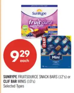Shoppers Drug Mart SUNRYPE FRUITSOURCE SNACK BARS (12's) or CLIF BAR MINIS (10's) offer