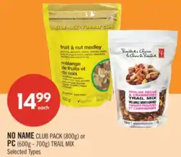 Shoppers Drug Mart NO NAME CLUB PACK (800g) or PC (600g - 700g) TRAIL MIX offer