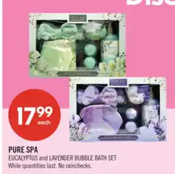 Shoppers Drug Mart PURE SPA EUCALYPTUS and LAVENDER BUBBLE BATH SET offer