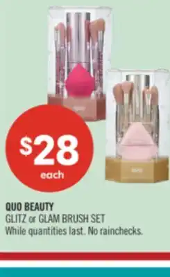 Shoppers Drug Mart QUO BEAUTY GLITZ or GLAM BRUSH SET offer