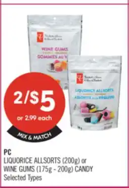 Shoppers Drug Mart PC LIQUORICE ALLSORTS (200g) or WINE GUMS (175g - 200g) CANDY offer