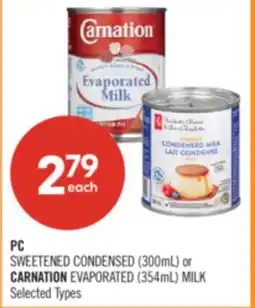 Shoppers Drug Mart PC SWEETENED CONDENSED (300mL) or CARNATION EVAPORATED (354mL) MILK offer