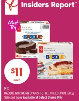 Shoppers Drug Mart PC BASQUE NORTHERN SPANISH-STYLE CHEESECAKE 600g offer