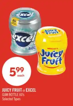 Shoppers Drug Mart JUICY FRUIT or EXCEL GUM BOTTLE 60's offer