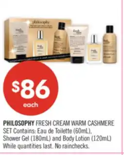 Shoppers Drug Mart PHILOSOPHY FRESH CREAM WARM CASHMERE offer