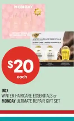 Shoppers Drug Mart OGX WINTER HAIRCARE ESSENTIALS or MONDAY ULTIMATE REPAIR GIFT SET offer