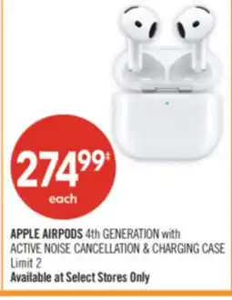 Shoppers Drug Mart APPLE AIRPODS 4th GENERATION with ACTIVE NOISE CANCELLATION & CHARGING CASE offer