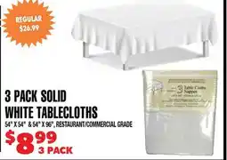 Len's Mill Stores 3 PACK SOLID WHITE TABLECLOTHS offer