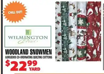 Len's Mill Stores WOODLAND SNOWMEN GORGEOUS CO-ORDINATING COTTONS QUILTING offer