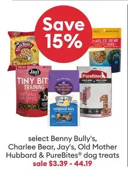 Petsmart Select Benny Bully's, Charlee Bear, Jay's, Old Mother Hubbard & Purebites dog treats offer