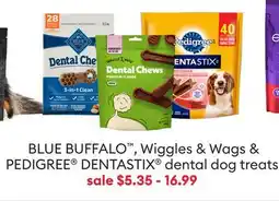 Petsmart BLUE BUFFALO, Wiggles & Wags & Pedigree Dentastix dental dog treats offer