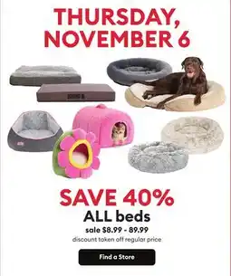 Petsmart Save 40% ALL beds offer