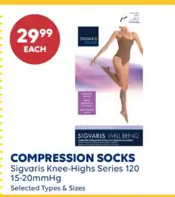 Wellwise by Shoppers COMPRESSION SOCKS Sigvaris Knee-Highs Series 120 15-20mmHg offer