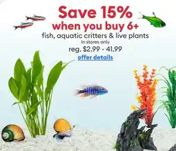 Petsmart Fish, aquatic critters & live plants offer