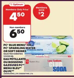 Independent City Market PC BLUE MENU SPARKLING WATER OR PC SPARKLING WATER OR SOFT DRINKS, 12X355 ML offer