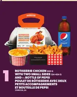 Independent City Market ROTISSERIE CHICKEN 900 G WITH TWO SMALL SIDES 134-454 G AND 1 L BOTTLE OF PEPSI offer