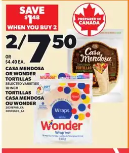 Independent City Market CASA MENDOSA OR WONDER TORTILLAS, 10 INCH offer