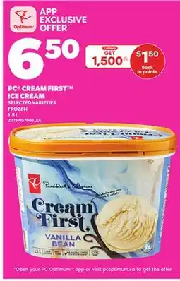 Independent City Market PC CREAM FIRST ICE CREAM, 1.5 L offer