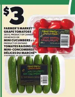 Independent City Market FARMER'S MARKET GRAPE TOMATOES, 283 G OR MINI CUCUMBERS, 6'S offer