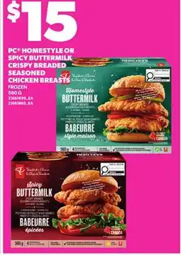 Independent City Market PC HOMESTYLE OR SPICY BUTTERMILK CRISPY BREADED SEASONED CHICKEN BREASTS, 560 G offer