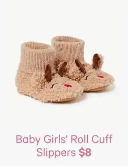 Joe Fresh Baby Girls' Roll Cuff Slippers offer