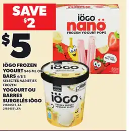 Independent City Market IÖGO FROZEN YOGURT, 946 ML OR BARS, 4/8'S offer