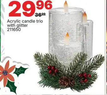 Rossy Acrylic candle trio with glitter offer