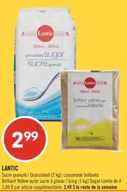 Pharmaprix LANTIC Granulated (2 kg), Brilliant Yellow or Icing (1 kg) Sugar offer