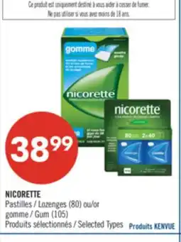 Pharmaprix NICORETTE Pastilles Lozenges (80) or Gum (105) offer