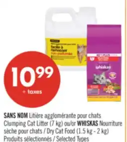 Pharmaprix NO NAME Clumping Cat Litter (7 kg) or WHISKAS Dry Cat Food (1.5 kg - 2 kg) offer