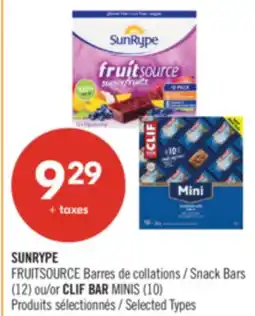 Pharmaprix SUNRYPE FRUITSOURCE Snack Bars (12) or CLIF BAR MINIS (10) offer