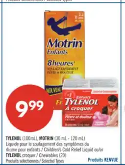 Pharmaprix TYLENOL (100mL), MOTRIN (30 mL - 120 mL) Children's Cold Relief Liquid or TYLENOL Chewables (20) offer