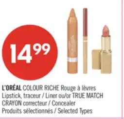 Pharmaprix L'ORÉAL COLOUR RICHE Lipstick or TRUE MATCH CRAYON Concealer offer