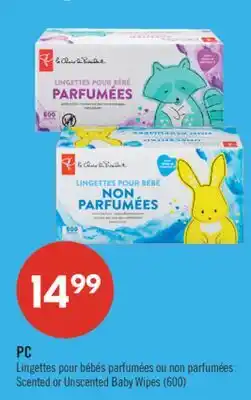 Pharmaprix PC Scented or Unscented Baby Wipes (600) offer