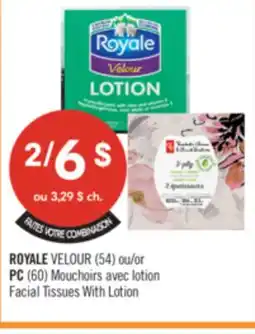 Pharmaprix ROYALE VELOUR (54) or PC (60) Facial Tissues With Lotion offer