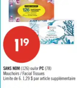 Pharmaprix NO NAME (126) or PC (78) Facial Tissues offer