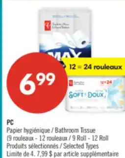 Pharmaprix PC Bathroom Tissue 9 Roll - 12 Roll offer