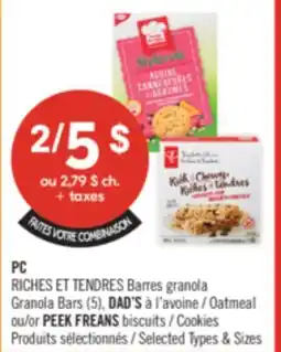 Pharmaprix PC Granola Bars DAD'S Oatmeal or PEEK FREANS biscuits / Cookies offer