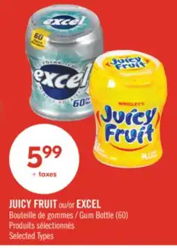 Pharmaprix JUICY FRUIT or EXCEL Gum Bottle (60) offer