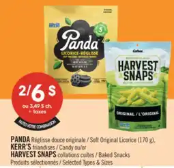 Pharmaprix PANDA Soft Original Licorice (170 g), KERR'S Candy or HARVEST SNAPS Baked Snacks offer