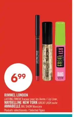 Pharmaprix RIMMEL LONDON LASTING FINISH Lip Liner, MAYBELLINE NEW YORK GREAT LASH or ANNABELLE BIG SHOW Mascara offer