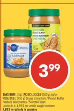 Pharmaprix NO NAME (1 kg), PC (500 g) or BLUE MENU (750 g) Peanut Butter offer