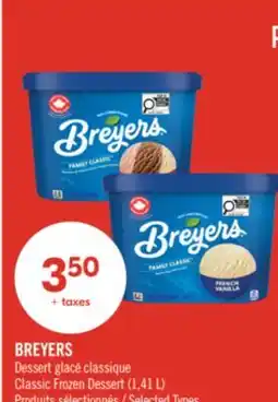 Pharmaprix BREYERS Classic Frozen Dessert offer