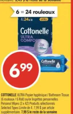 Pharmaprix COTTONELLE ULTRA Bathroom Tissue (6 Roll) or Personal Wipes (2 x 42) offer